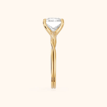 Iris Twist Princess Diamond Engagement Ring in Yellow Gold - SideView