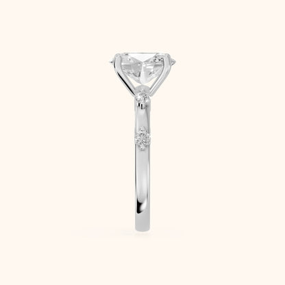 Elena Radiance Oval Diamond Engagement Ring in Silver - SideView