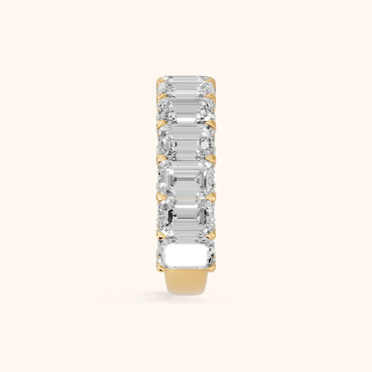 Tia Pavé Emerald Diamond Half Eternity Band in Yellow Gold - SideView