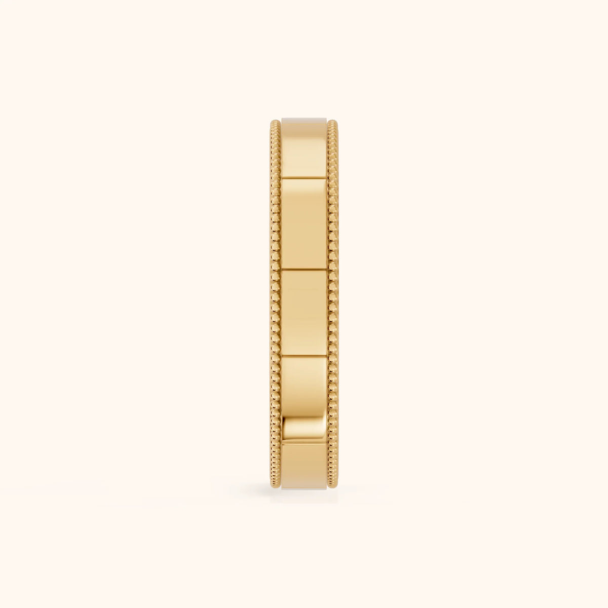 Sylvie Flat Milgrain Wedding Band in Yellow Gold - SideView