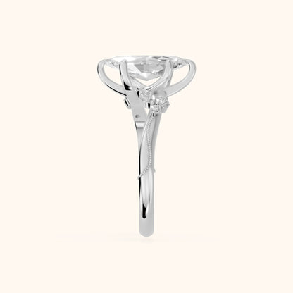 Joanna Milgrain Twist Marquise Diamond Engagement Ring in White Gold - SideView.webp