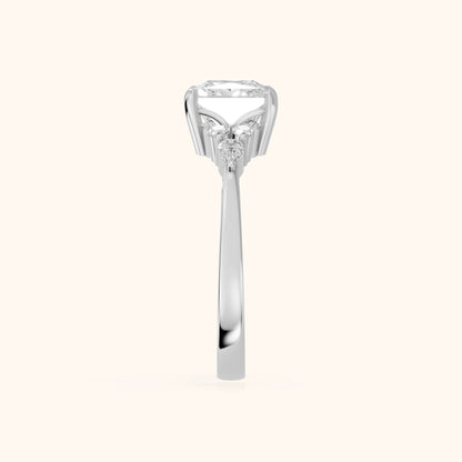 Amelia Three Stone Princess Diamond Engagement Ring in White Gold - SideView
