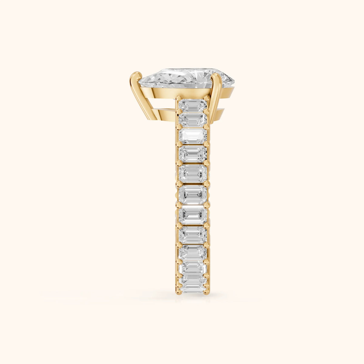 Mallory Shared Prong Pear Diamond Engagement Ring in Yellow Gold - SideView.webp