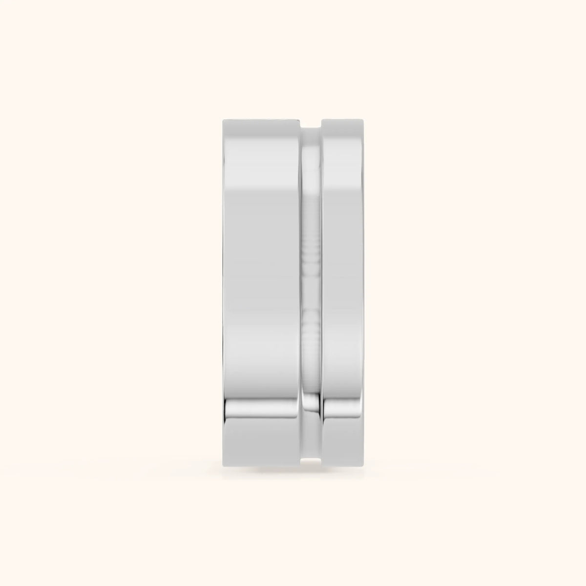 Soraya Flat Grooved Round Diamond Wedding Band in Silver - SideView