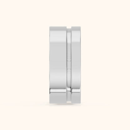 Soraya Flat Grooved Round Diamond Wedding Band in Silver - SideView