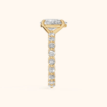 Piper Sidestone Pear Diamond Engagement Ring in Yellow Gold - SideView.webp