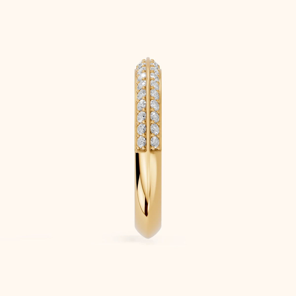 Divya Ridged Dome Round Diamond Half Eternity Band in Yellow Gold - SideView