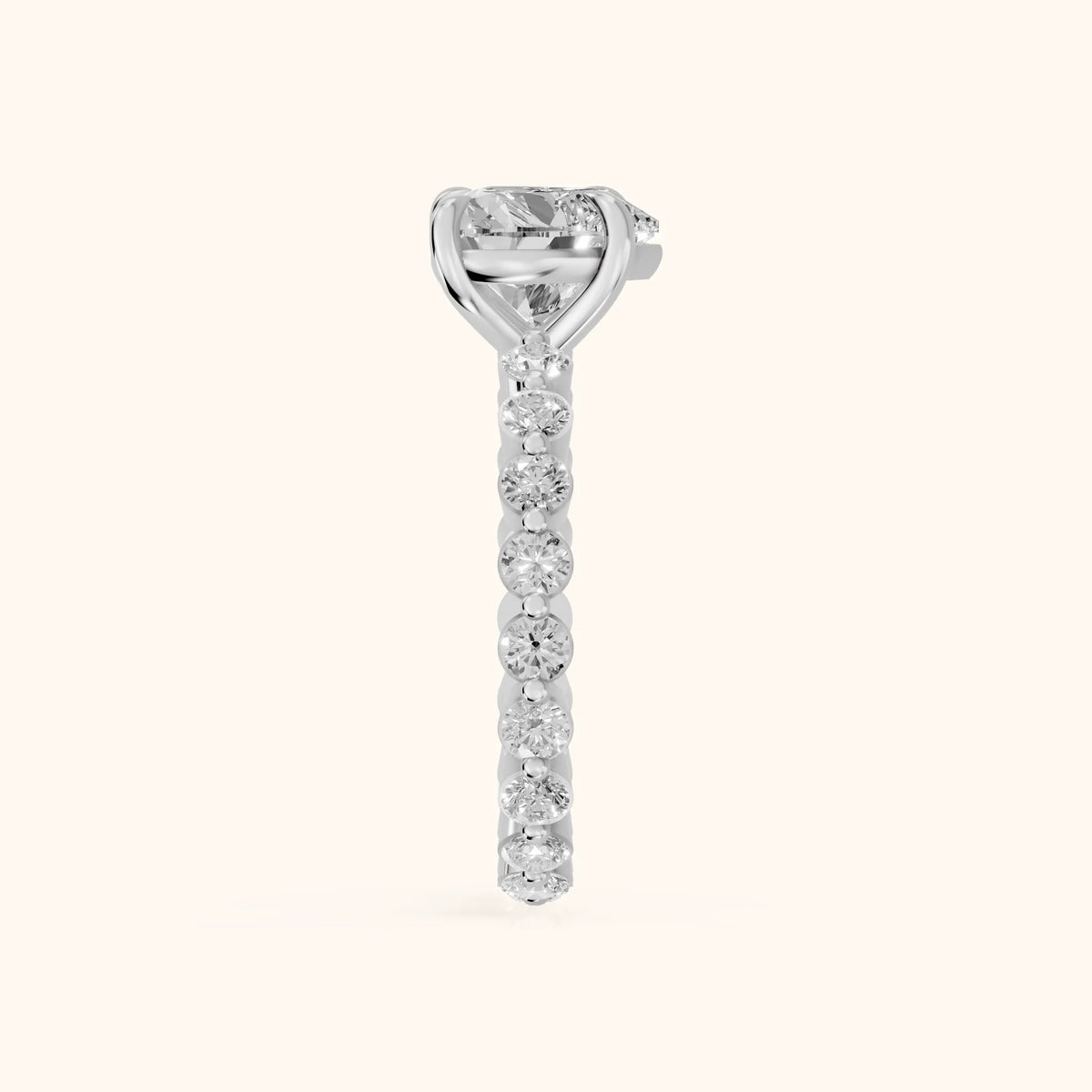 Piper Sidestone Heart Diamond Engagement Ring in Platinum - SideView.webp