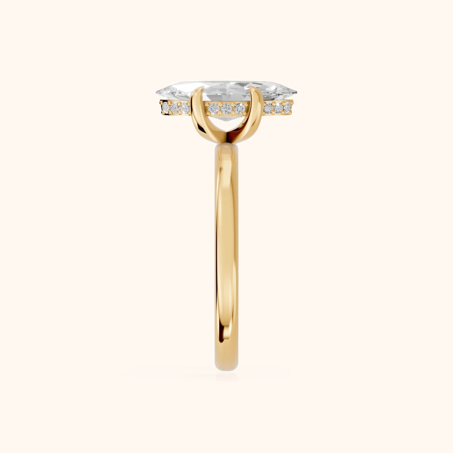 Charlotte Charm Solitaire Marquise Diamond Engagement Ring in Yellow Gold - SideView