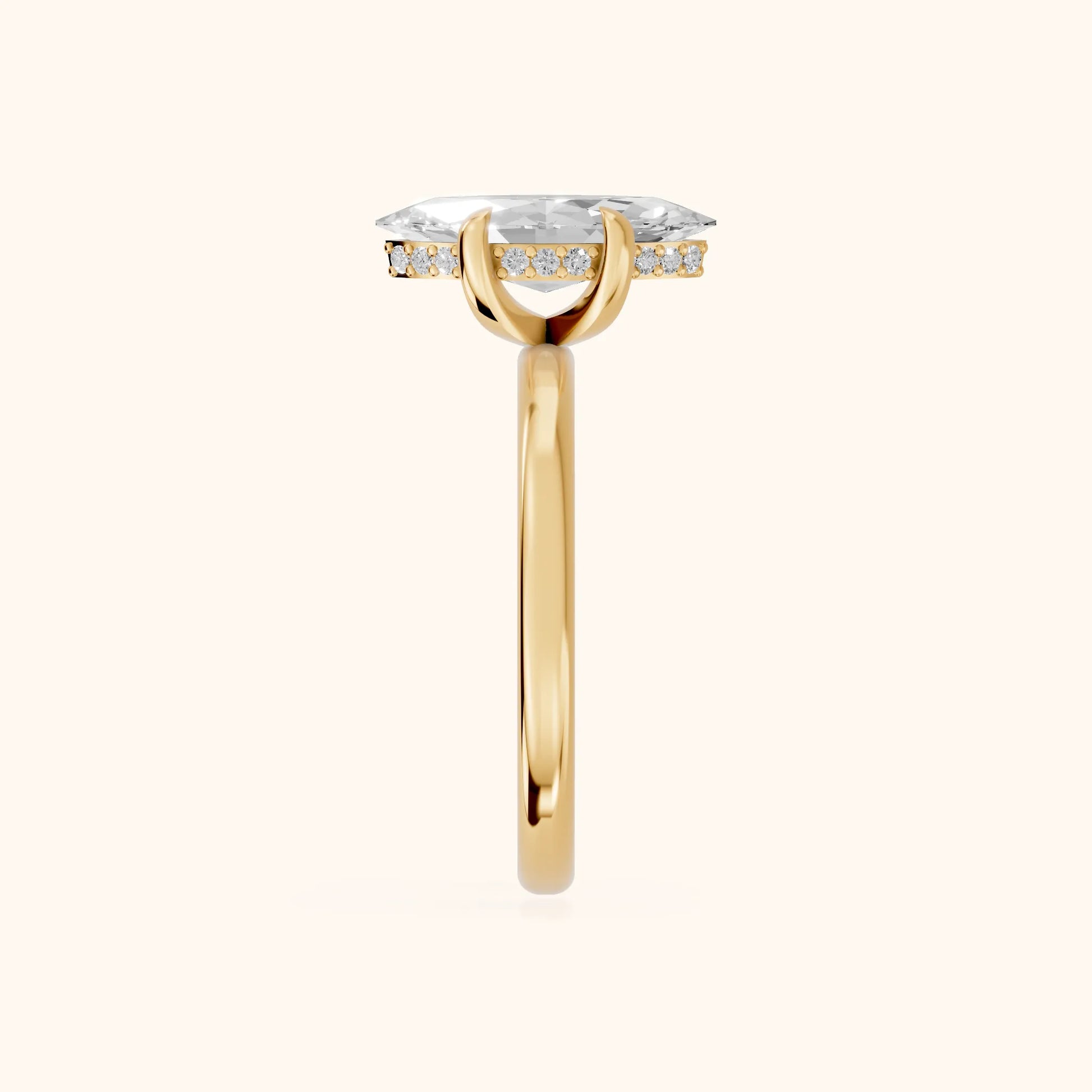 Charlotte Charm Solitaire Marquise Diamond Engagement Ring in Yellow Gold - SideView