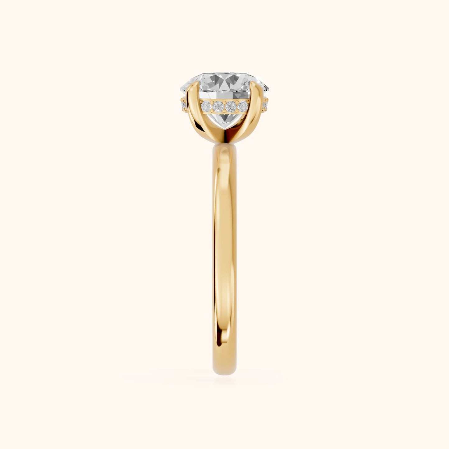 Charlotte Charm Solitaire Round Diamond Engagement Ring in Yellow Gold - SideView