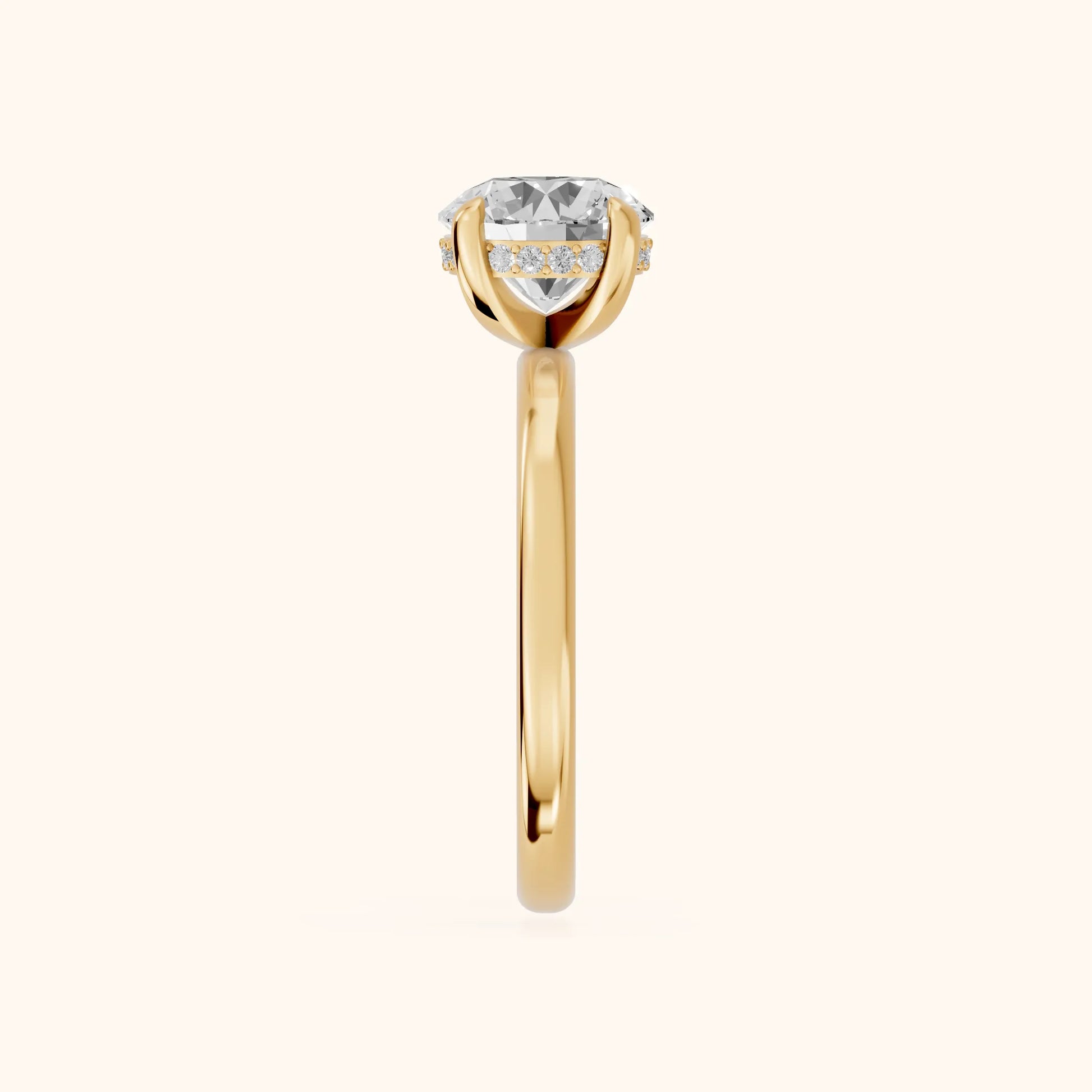 Charlotte Charm Solitaire Round Diamond Engagement Ring in Yellow Gold - SideView