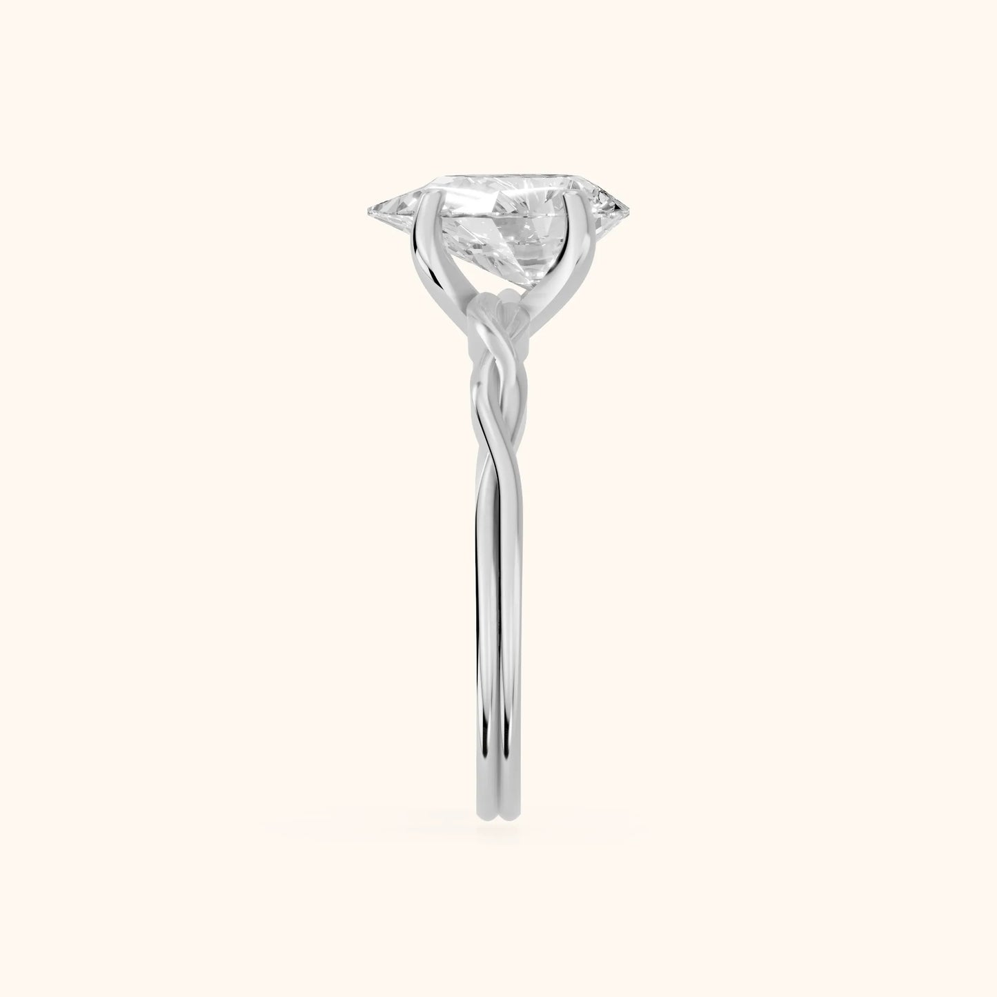 Iris Twist Pear Diamond Engagement Ring in Platinum - SideView
