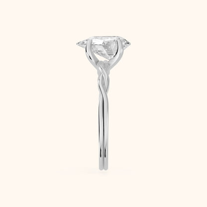 Iris Twist Pear Diamond Engagement Ring in Platinum - SideView