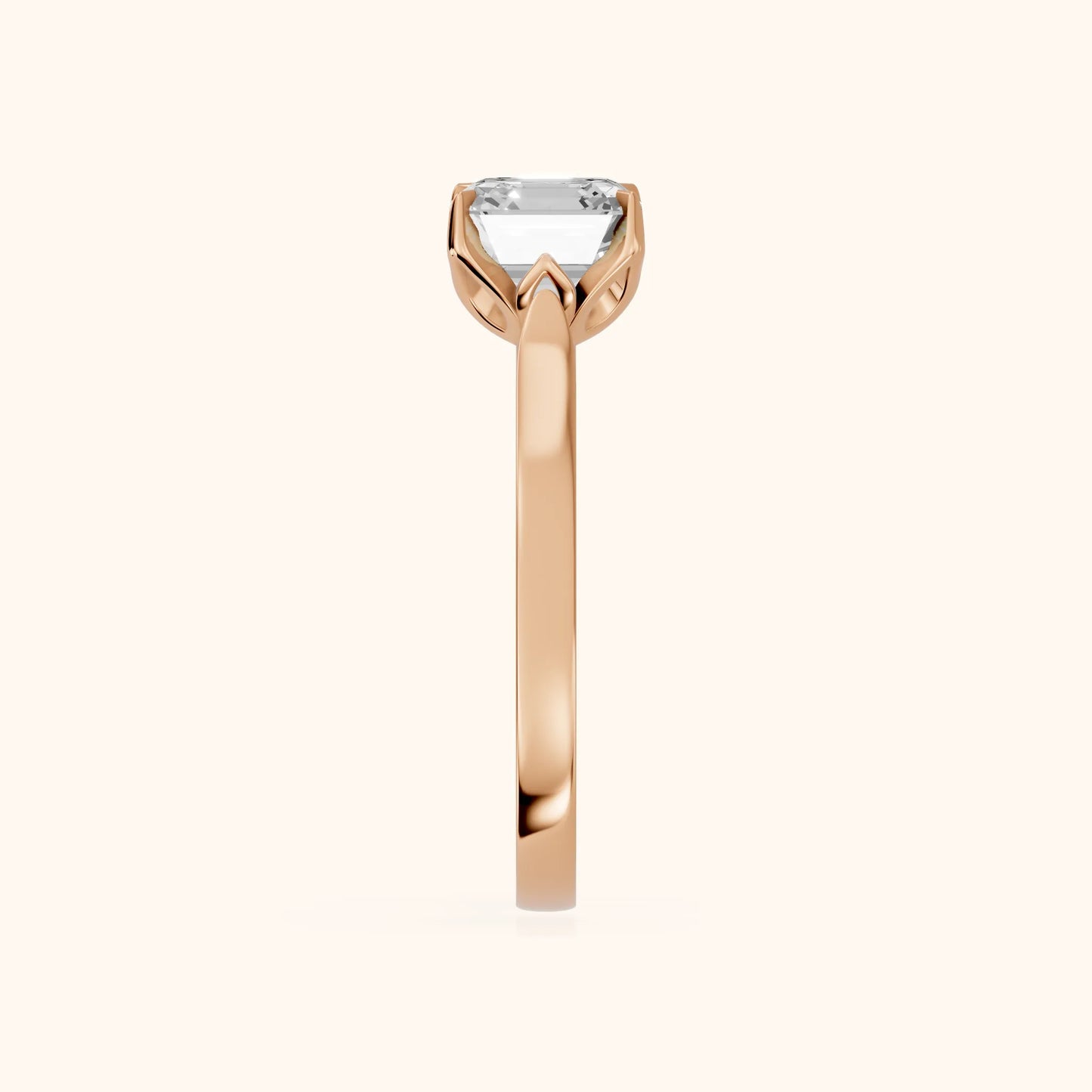 Isabella Bloom Solitaire Asscher Diamond Engagement Ring in Rose Gold - SideView