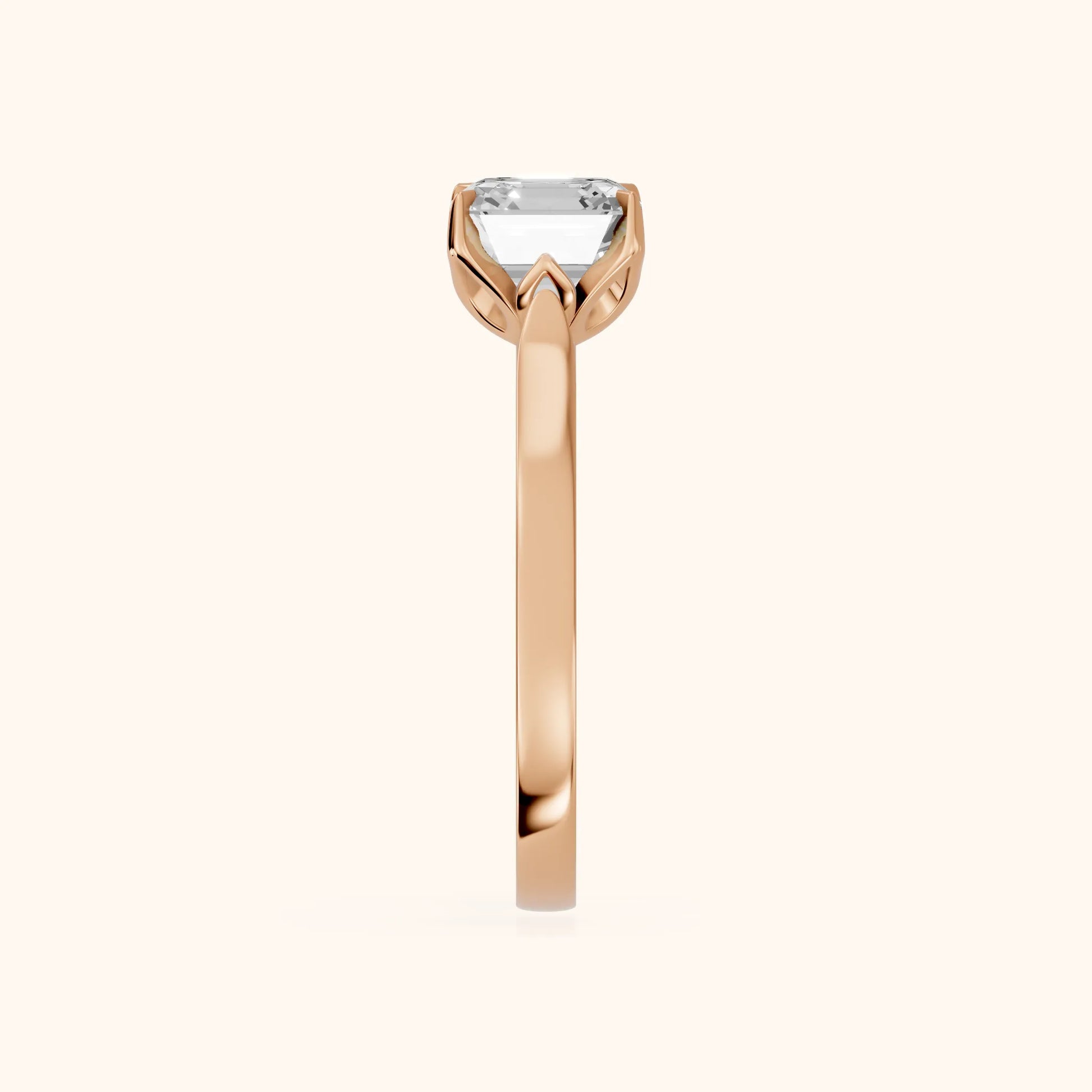 Isabella Bloom Solitaire Asscher Diamond Engagement Ring in Rose Gold - SideView