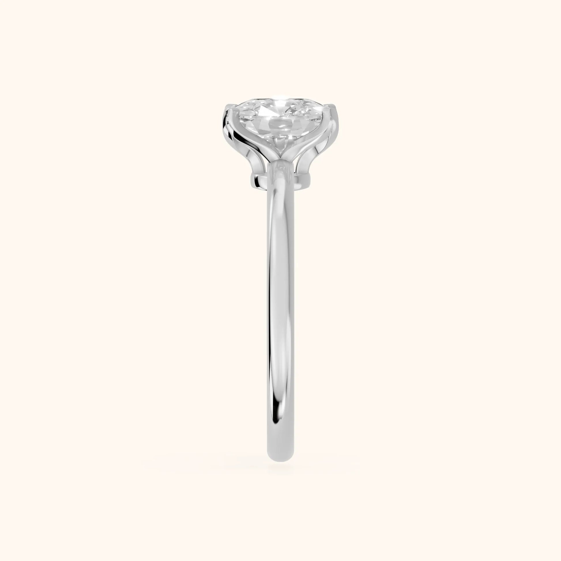 Flora Guardian Solitaire Cushion Diamond Engagement Ring in Silver - SideView