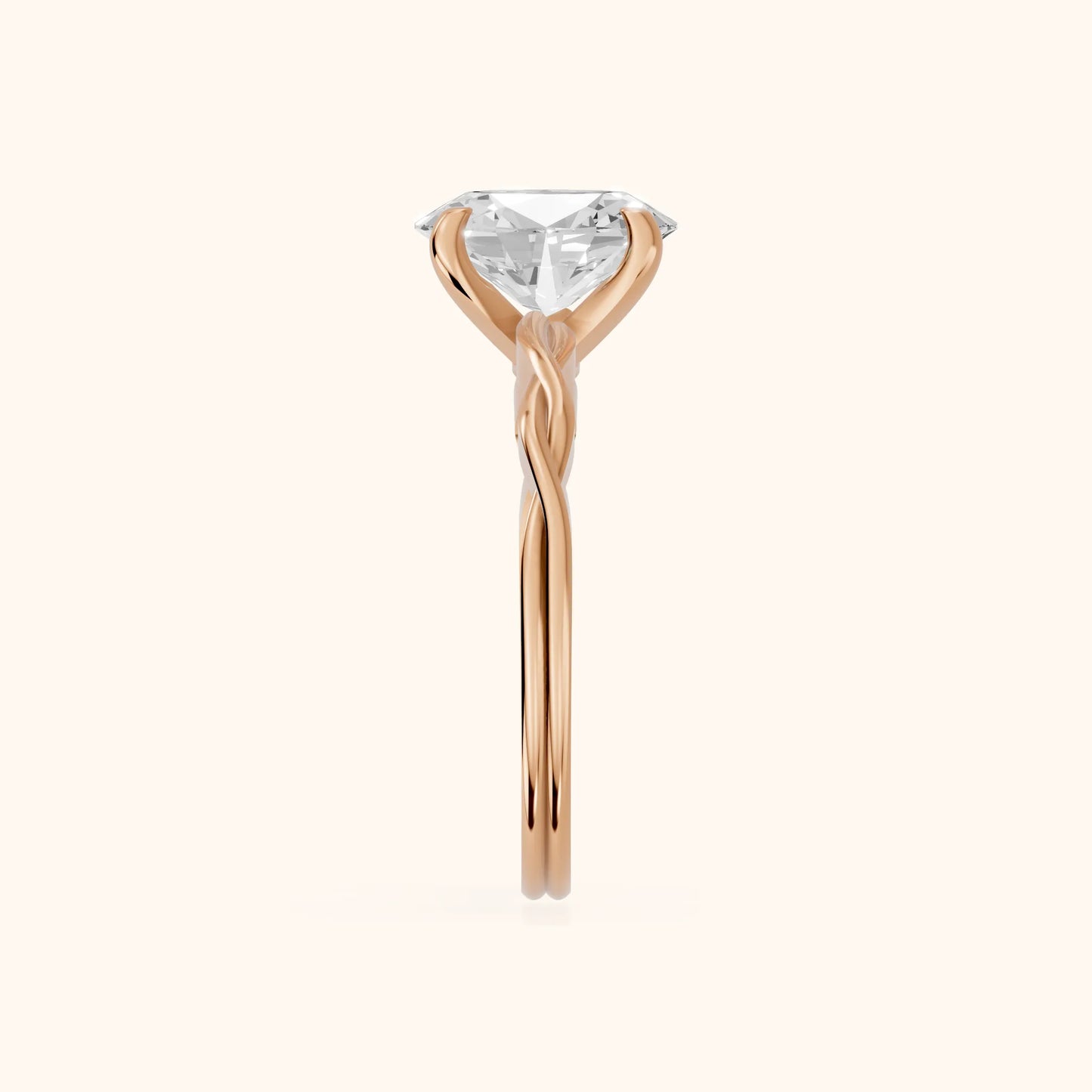 Iris Twist Oval Diamond Engagement Ring in Rose Gold - SideView