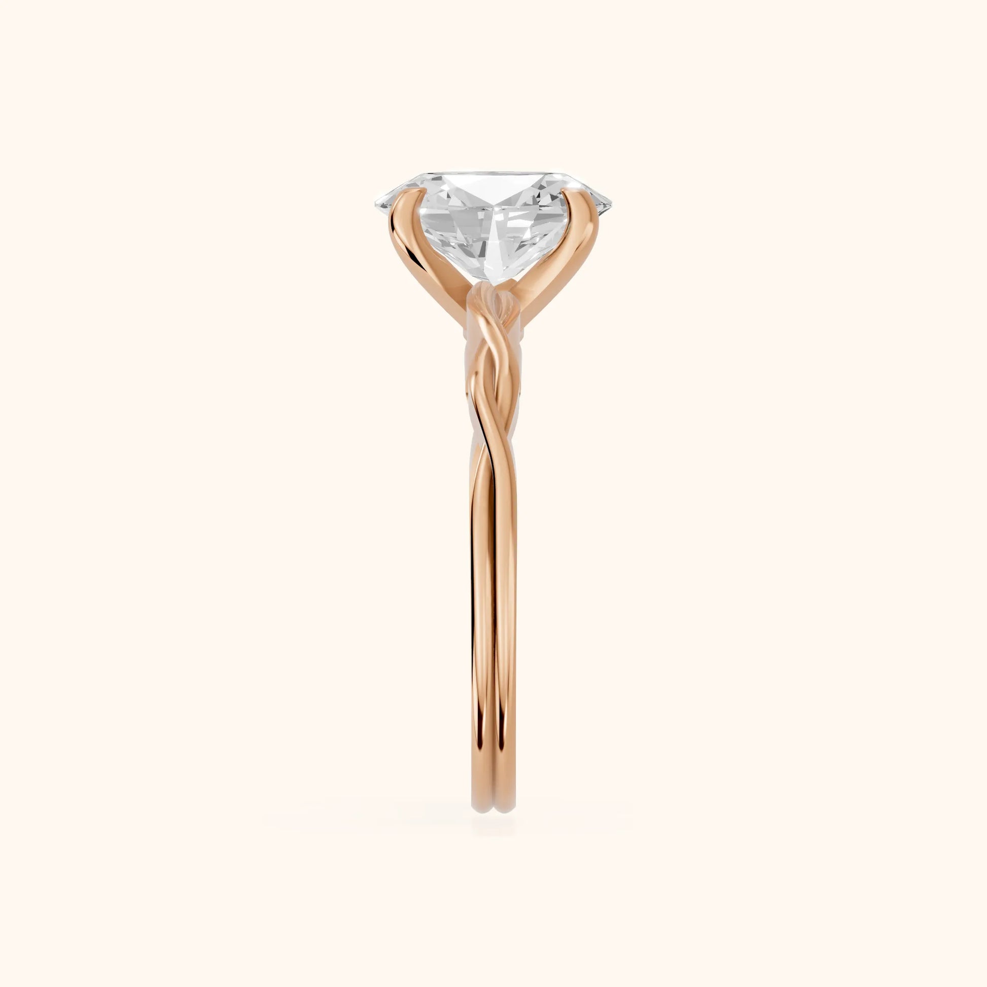 Iris Twist Oval Diamond Engagement Ring in Rose Gold - SideView