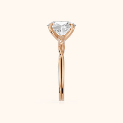 Iris Twist Oval Diamond Engagement Ring in Rose Gold - SideView
