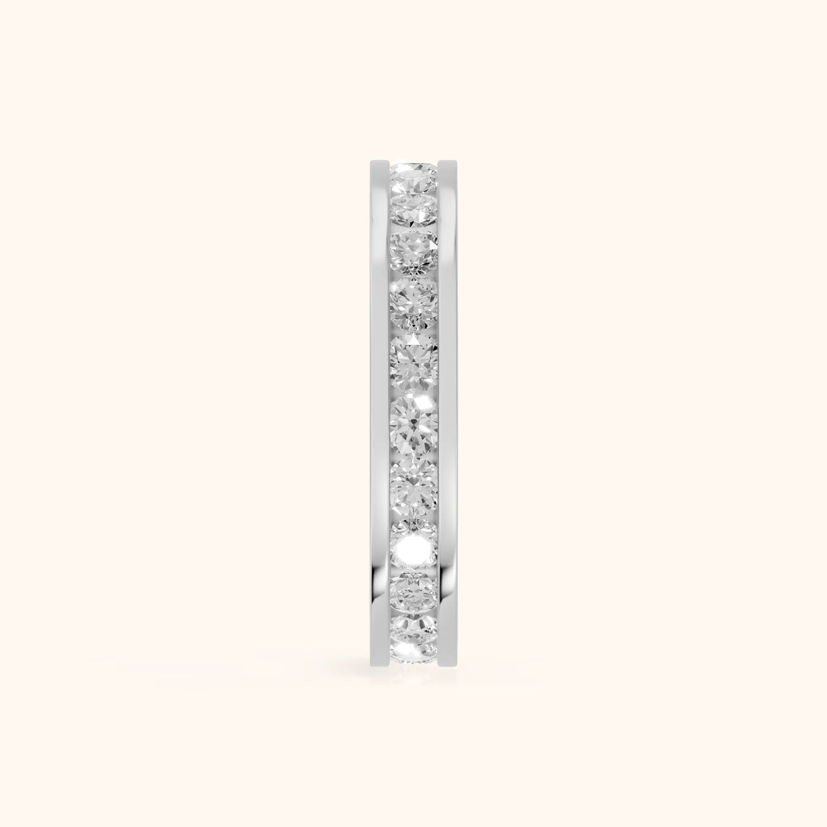 Ayana Channel Set Round Diamond Eternity Band in Silver - SideView