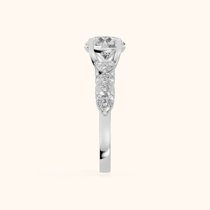 Iris Round Diamond Bridal Set in Silver - SideView