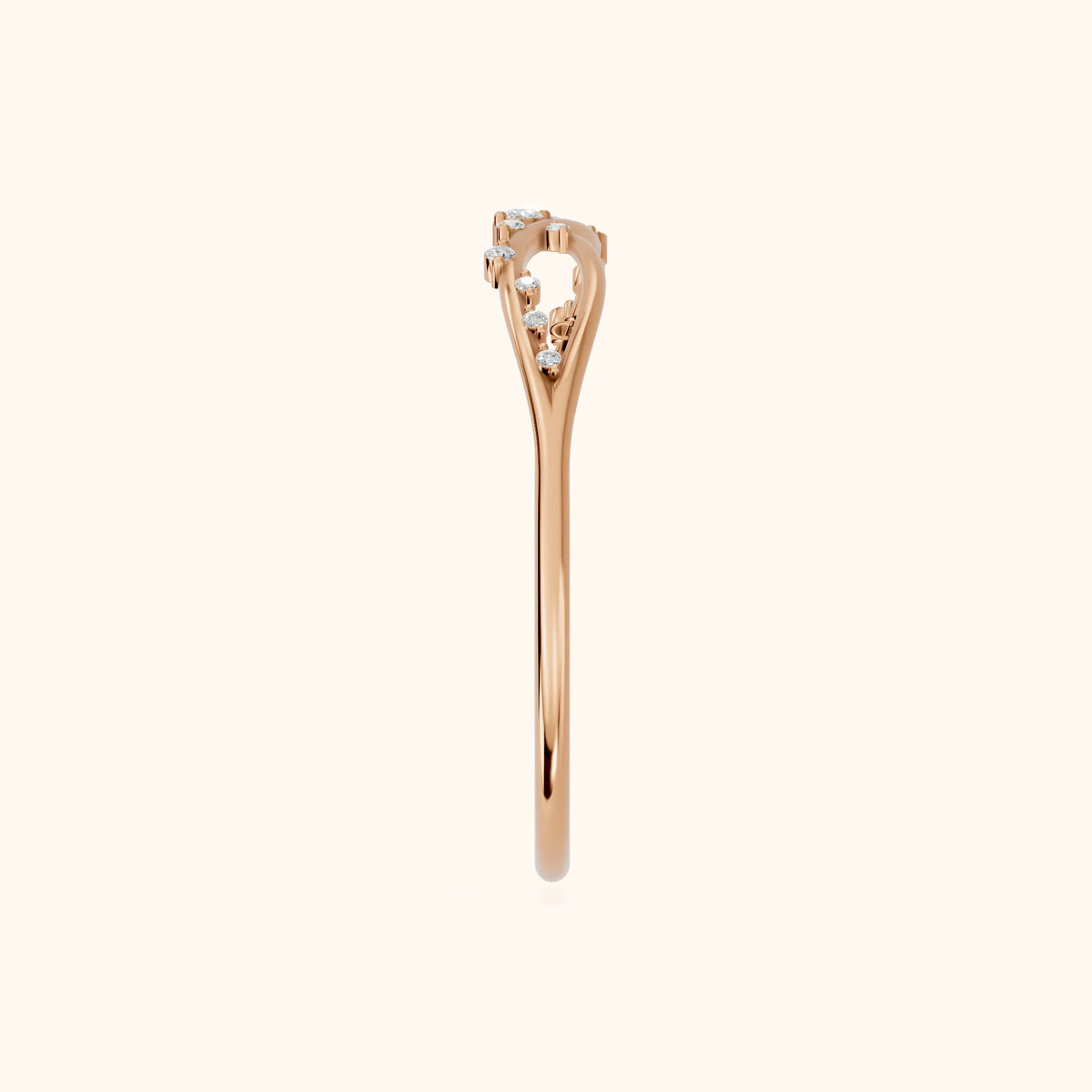 Amelia Bypass Round Diamond Stackable Ring in Rose Gold - SideView