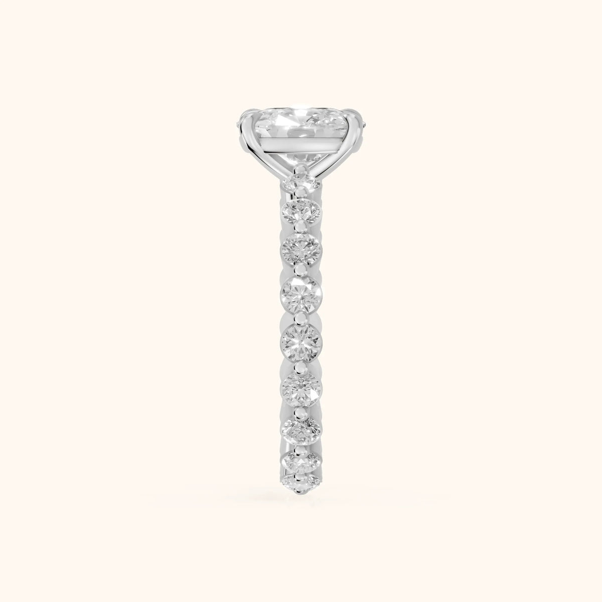 Piper Sidestone Cushion Diamond Engagement Ring in Platinum - SideView.webp
