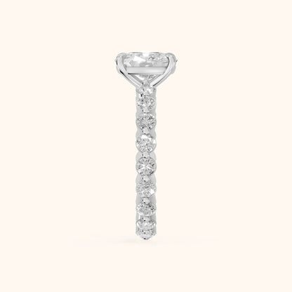 Piper Sidestone Cushion Diamond Engagement Ring in Platinum - SideView.webp