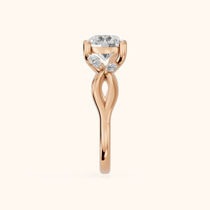 Luna Glow Twisted Round Diamond Engagement Ring in Rose Gold - SideView