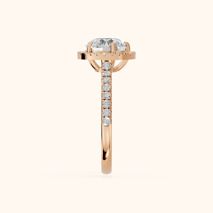 Mabel Halo French Pavé Round Diamond Engagement Ring in Rose Gold - SideView.webp