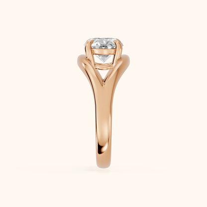 Madeleine Split Shank Oval Diamond Engagement Ring in Rose Gold - SideView.webp