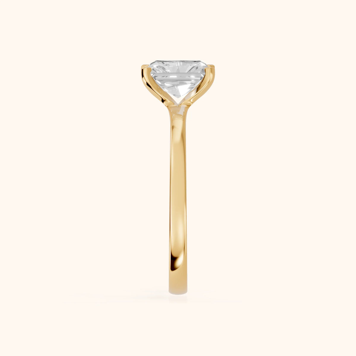 Matilda Cathedral Solitaire Radiant Diamond Engagement Ring in Yellow Gold - SideView.webp