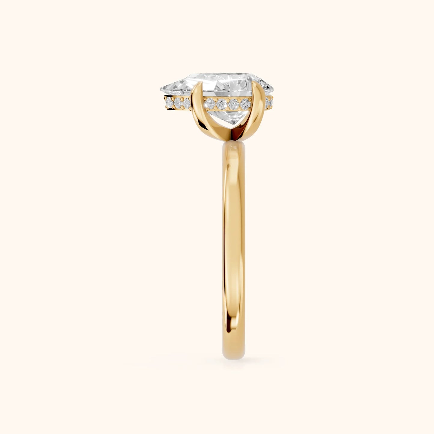 Charlotte Charm Solitaire Pear Diamond Engagement Ring in Yellow Gold - SideView