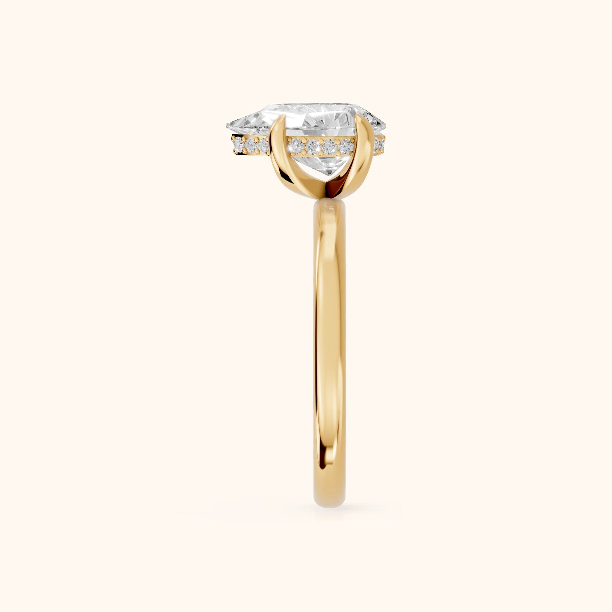 Charlotte Charm Solitaire Pear Diamond Engagement Ring in Yellow Gold - SideView