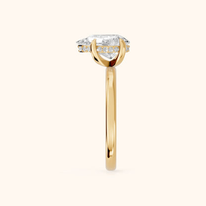 Charlotte Charm Solitaire Pear Diamond Engagement Ring in Yellow Gold - SideView