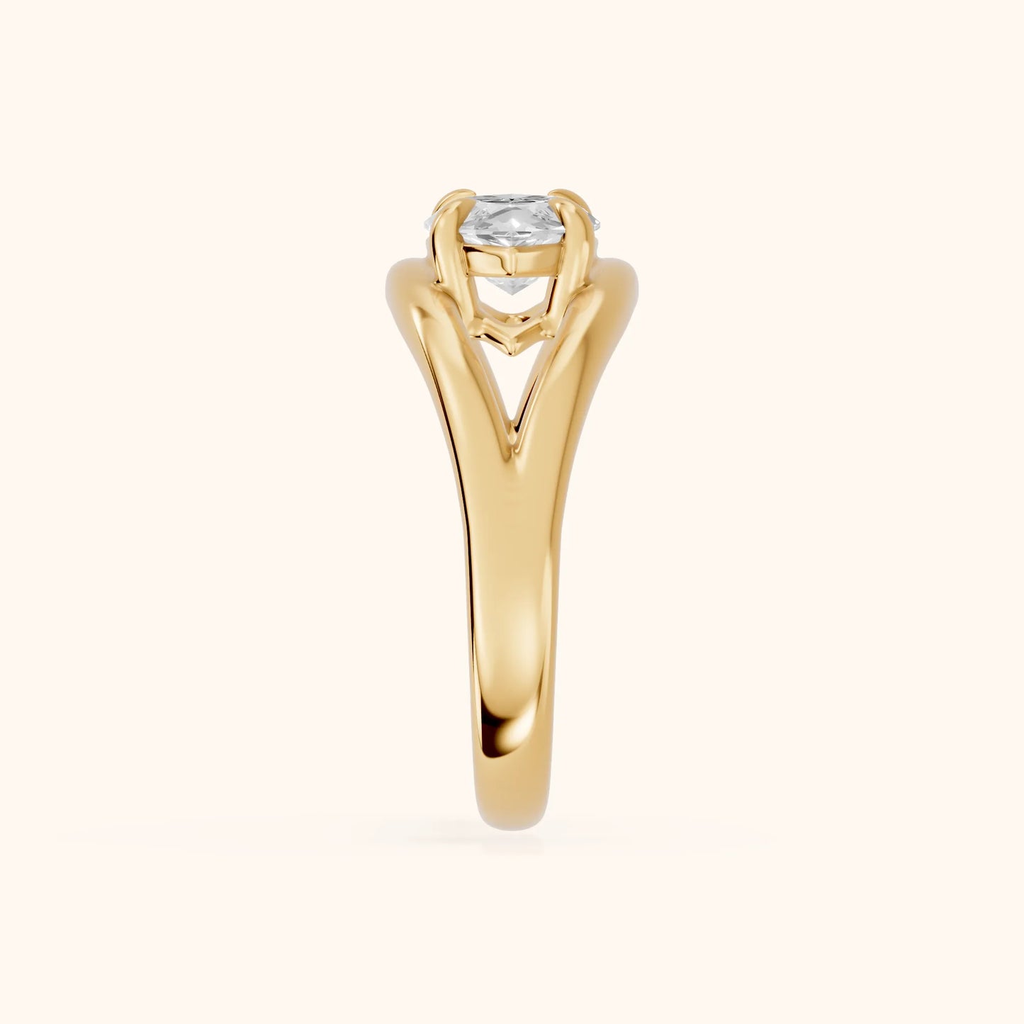 Seraphina Criss Cross Marquise Diamond Engagement Ring in Yellow Gold - SideView