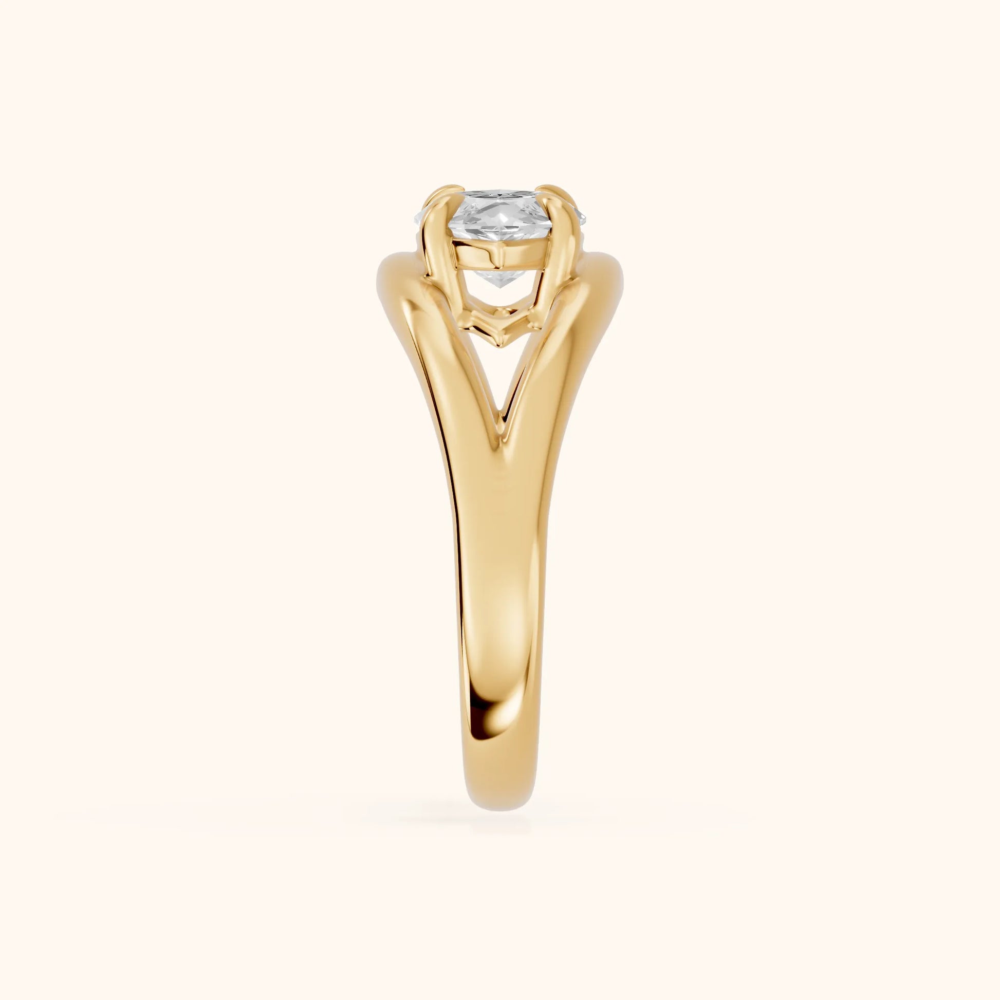 Seraphina Criss Cross Marquise Diamond Engagement Ring in Yellow Gold - SideView