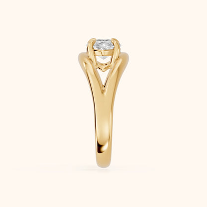 Seraphina Criss Cross Marquise Diamond Engagement Ring in Yellow Gold - SideView