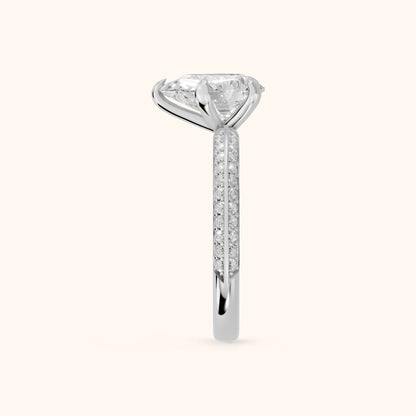 Meredith Knife Edge Pavé Pear Diamond Engagement Ring in Platinum - SideView.webp