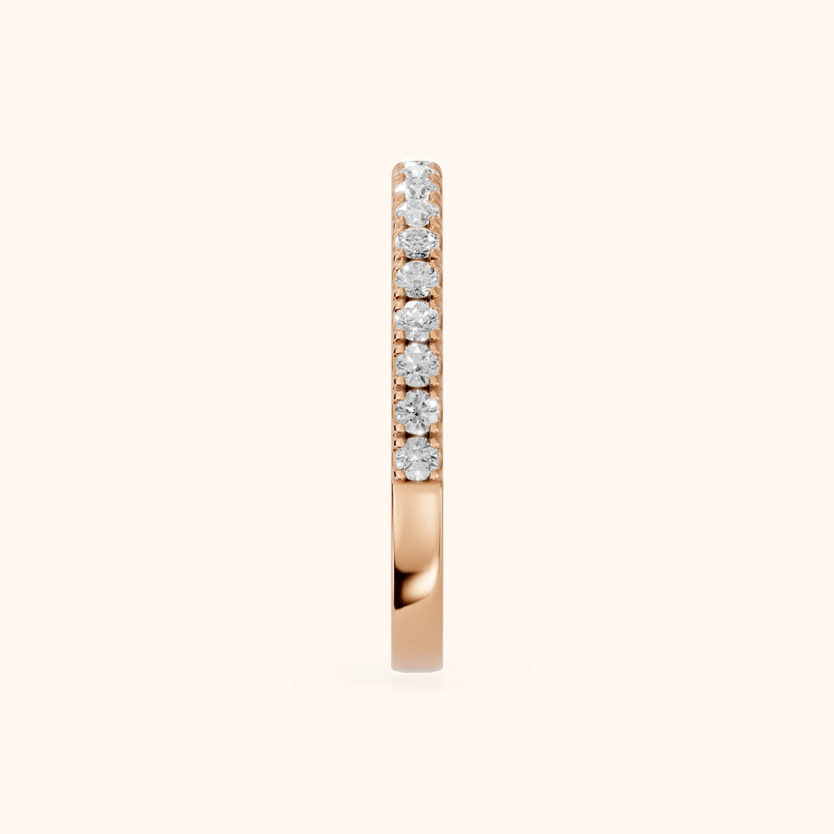Lisette Pavé Round Diamond Half Eternity Band in Rose Gold - SideView