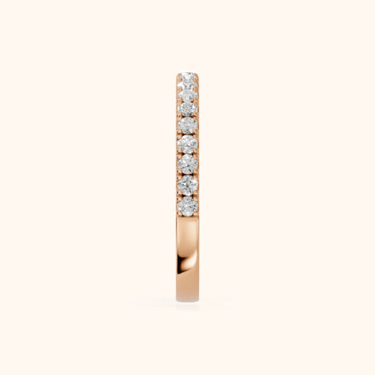 Lisette Pavé Round Diamond Half Eternity Band in Rose Gold - SideView