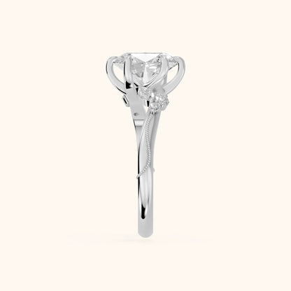 Joanna Milgrain Twist Oval Diamond Engagement Ring in Platinum - SideView.webp