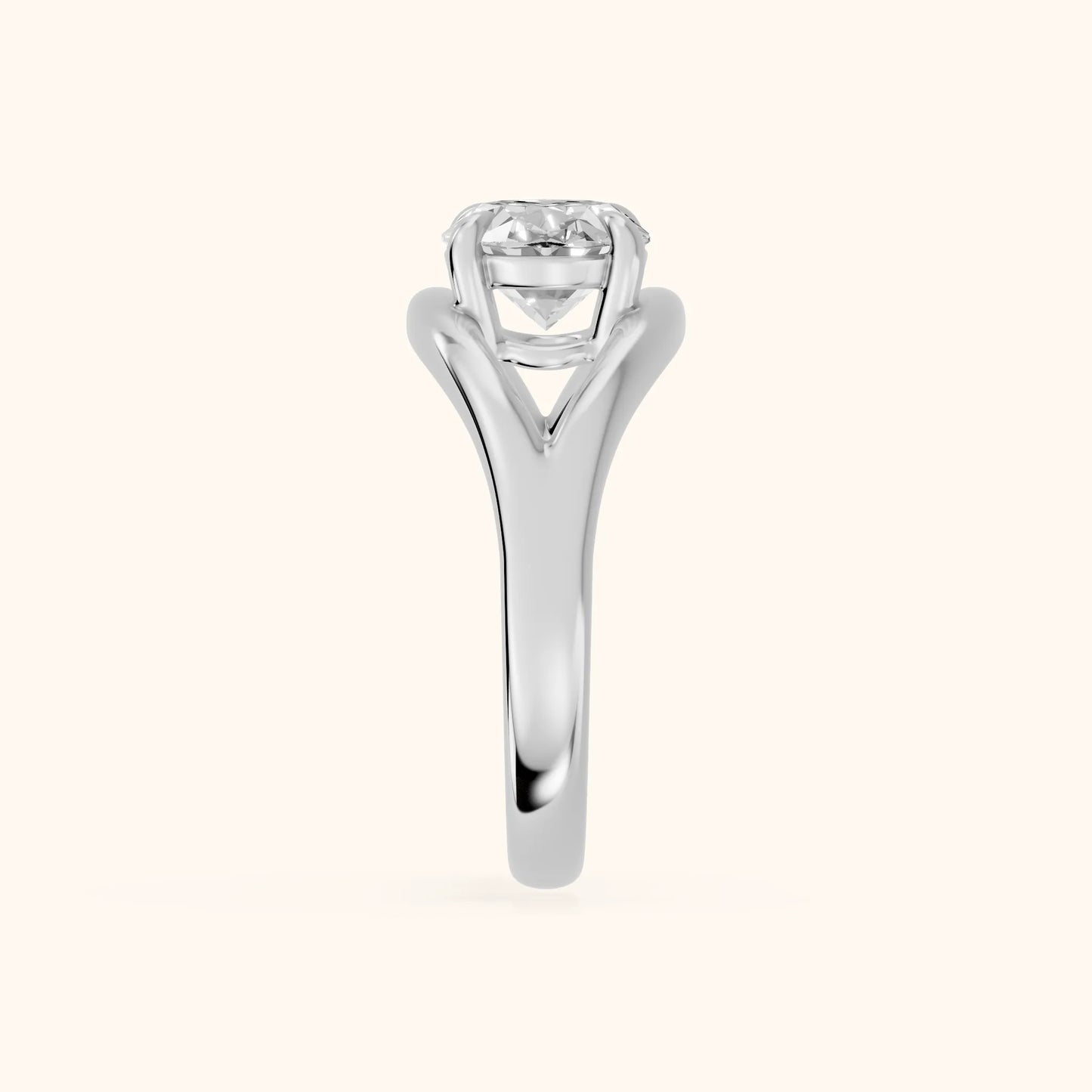 Seraphina Criss Cross Oval Diamond Engagement Ring in White Gold - SideView