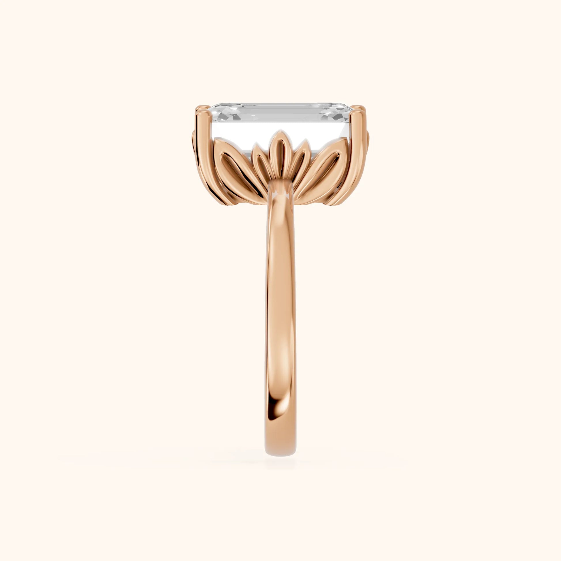 Emerald Cut Lab Grown Diamond Engagement Ring in Rose Gold