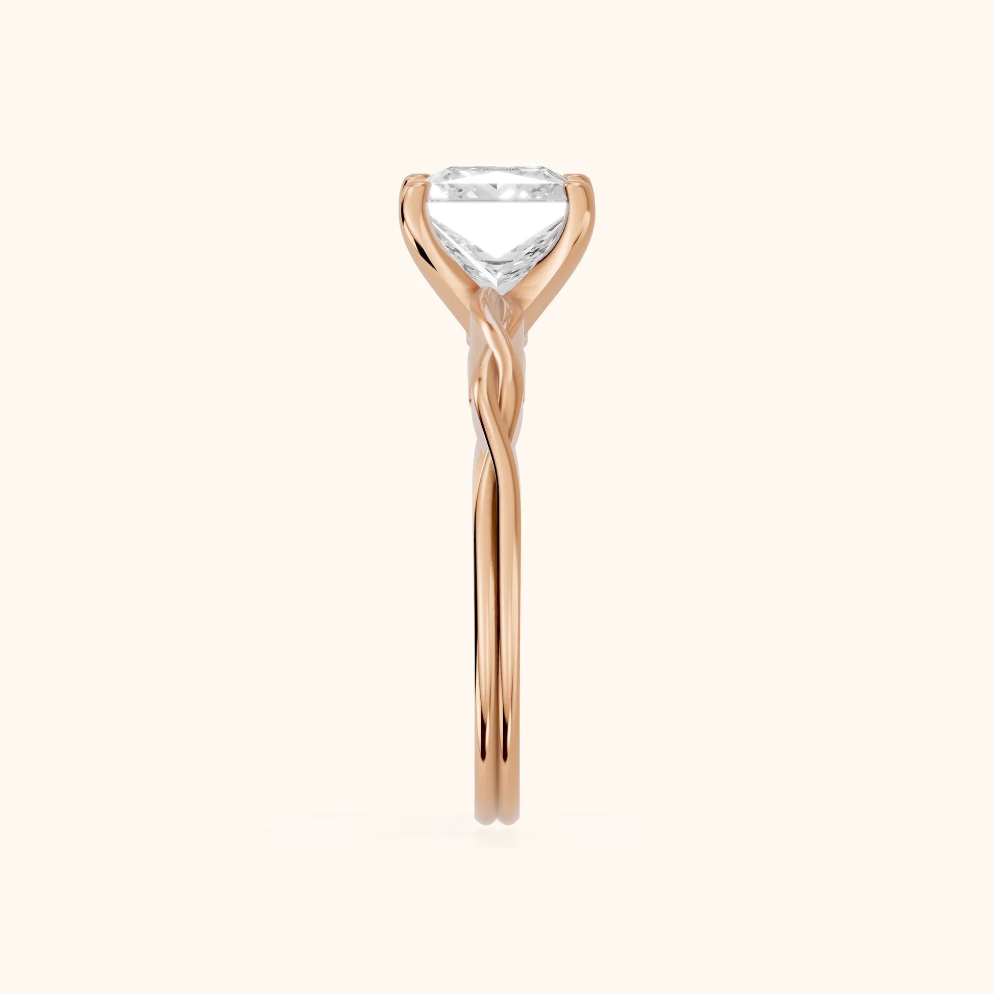 Iris Twist Princess Diamond Engagement Ring in Rose Gold - SideView