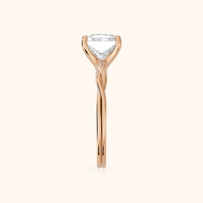 Iris Twist Princess Diamond Engagement Ring in Rose Gold - SideView