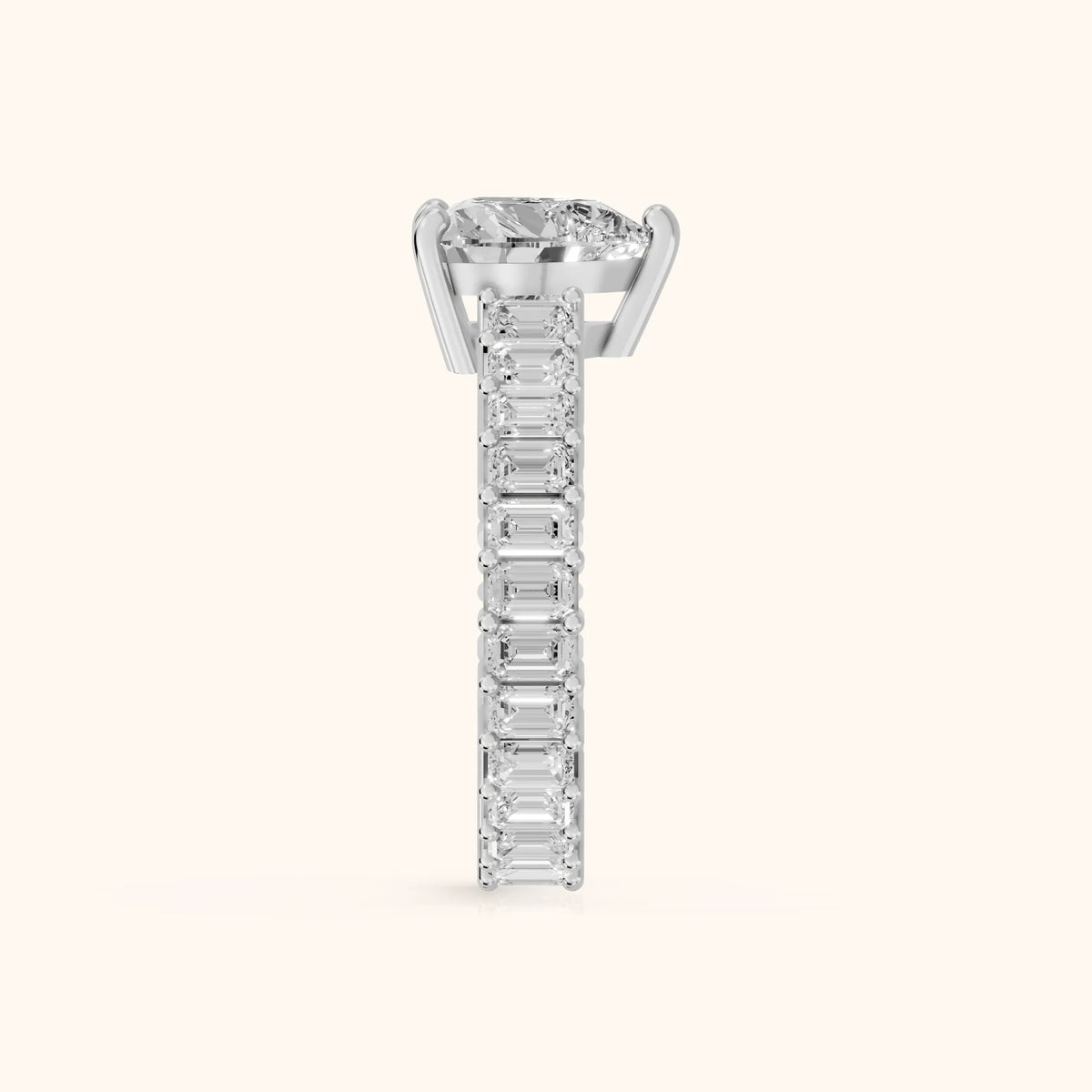 Mallory Shared Prong Heart Diamond Engagement Ring in Silver - SideView.webp