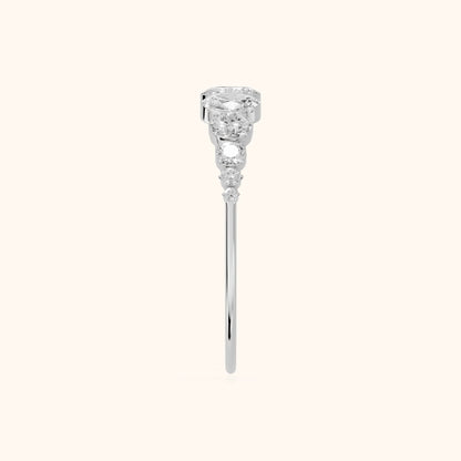 Nerea Riviera Oval & Round Diamond Wedding Band in Silver - SideView