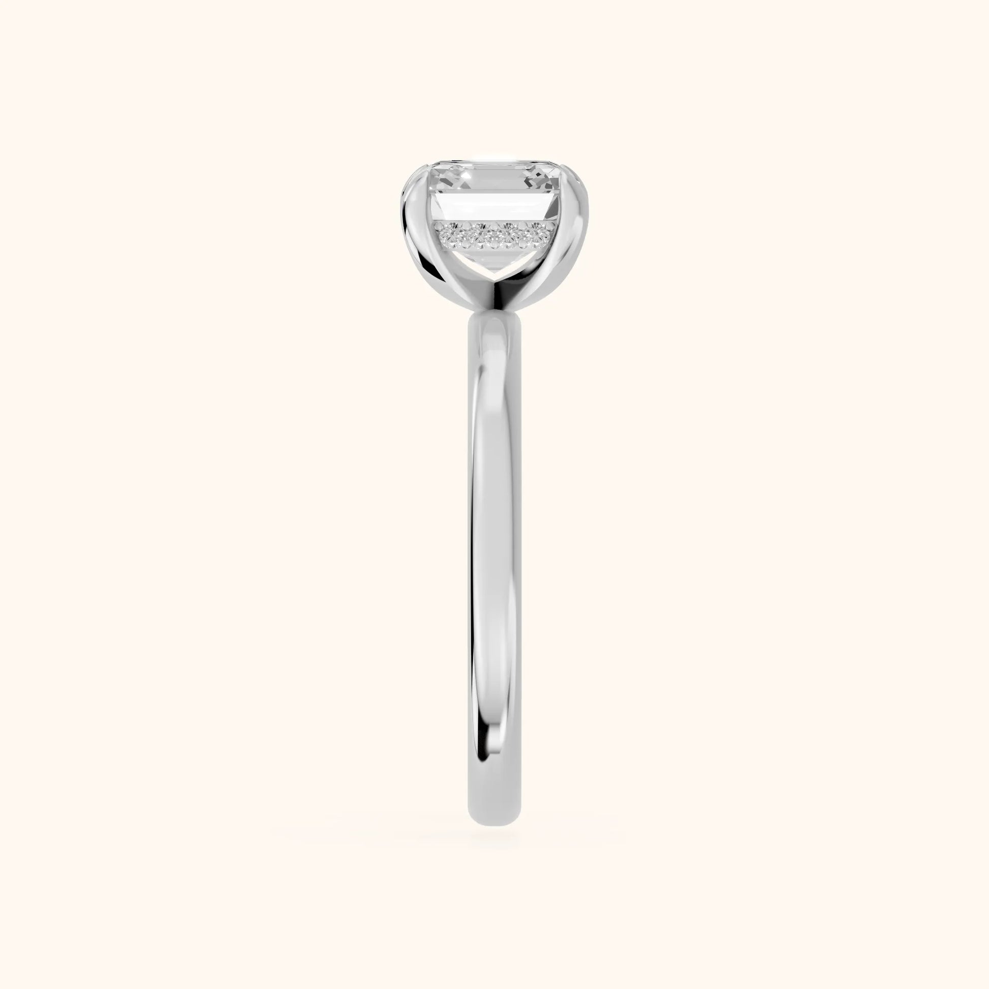 Charlotte Charm Solitaire Asscher Diamond Engagement Ring in White Gold - SideView